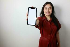 Person of a woman holding phone photo