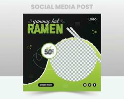 creativo social medios de comunicación comida enviar bandera modelo diseño. restaurante social medios de comunicación enviar gratis vector