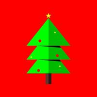 Christmas tree isolated on red background. winter trees collection for holiday xmas and new year. Vector illustration