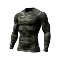 ai generado oscuro verde Ejército camuflaje camiseta acortar Arte png