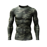 ai generado oscuro verde Ejército camuflaje camiseta acortar Arte png