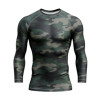 ai generado oscuro verde Ejército camuflaje camiseta acortar Arte png