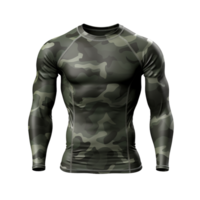 ai generado oscuro verde Ejército camuflaje camiseta acortar Arte png