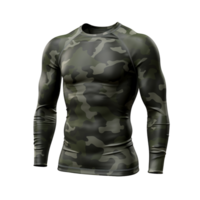 ai generado oscuro verde Ejército camuflaje camiseta acortar Arte png