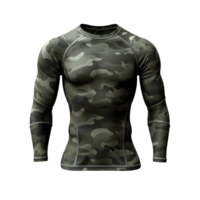 ai generado oscuro verde Ejército camuflaje camiseta acortar Arte png