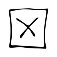 Hand drawn cross mark illustration. Marker wrong sign clipart. Ink scribble checkbox. Single element vector