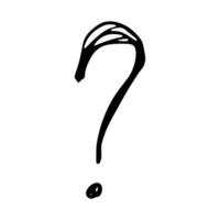 Hand drawn ink question mark illustration in sketch style. Single element for design vector