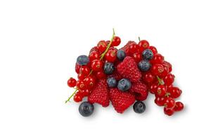 Fresh berries isolated on a white background. Mix berries. Close up photo