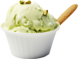 AI generated scoop of pistachino ice cream png