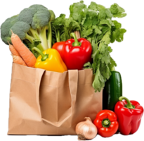 ai généré des légumes dans une papier sac png