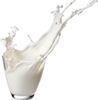 AI generated glass of milk with splash png