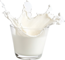 AI generated glass of milk with splash png