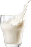 AI generated glass of milk with splash png