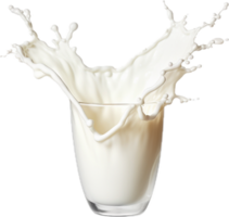 AI generated glass of milk with splash png
