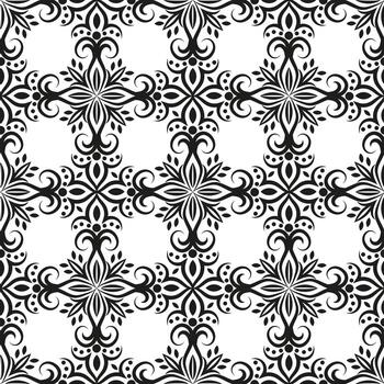 Damask seamless pattern. Royal endless background for wallpaper, fabric, wrapping. Black ornaments on a transparent background for textile, fabric vector
