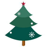 Holiday Cartoon Christmas Tree with Snowflakes, Decoration. png