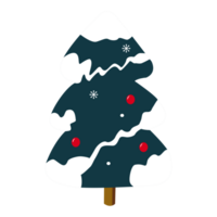 Holiday Cartoon Christmas Tree with Snowflakes, Decoration. png