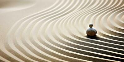 AI generated Generative AI, Zen garden with sand and stones, hypnotic simple illustration, calm relax and meditation concept photo