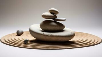 AI generated Generative AI, Zen garden with sand and stones, hypnotic simple illustration, calm relax and meditation concept photo