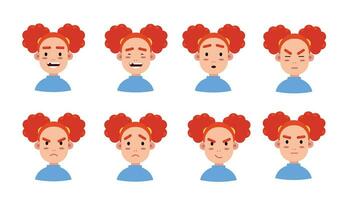 Kid face cartoon expressions flat design vector