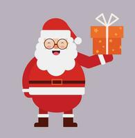 Santa Clause with gift flat design vector