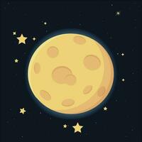 Big moon and stars in the sky vector