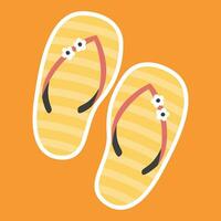 Flip flops sticker design. Flat illustration of flip flops icon for web and summer theme concept vector