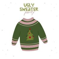 Ugly Christmas sweater with christmas tree vector