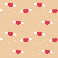 Valentines day seamless pattern with heart and wings vector