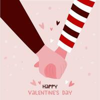 Valentines day greeting card with holding hands vector