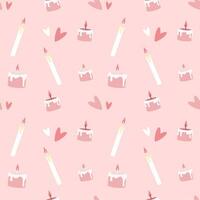 Seamless pattern with candles and hearts vector