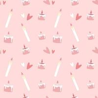 Seamless pattern with candles and hearts vector