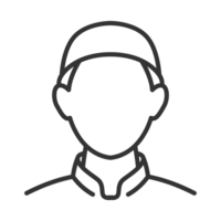 moslem head avatar man with prayer cap logo icon, PNG illustration with transparent background.