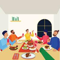 comer cena familia vector