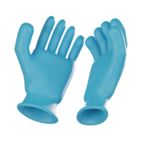 paire de bleu chirurgical gants 3d icône pour médical et soins de santé projets. 3d rendre illustration. png