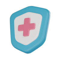 Medical Health Protection Shield with Cross 3D Icon for Medical and Healthcare Projects. 3D render png