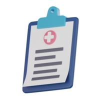 Medical Report 3D Icon for Medical and Healthcare Projects. 3D render png