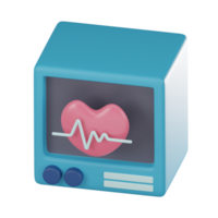 Ecg Monitor 3D Icon for Medical and Healthcare Projects. 3D render png