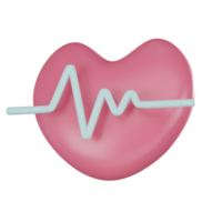 Heart with White Pulse Line 3D Icon for Medical and Healthcare Projects. 3D render png