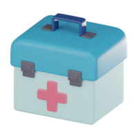 zuerst Hilfe Kit Medizin Truhe Box 3d Symbol zum medizinisch und Gesundheitswesen Projekte. 3d machen png