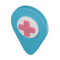 Location Mark Icon with Plus Sign for Medical and Healthcare Projects. 3D render png