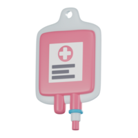 sangue saco 3d ícone para médico e cuidados de saúde projetos. 3d render png