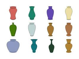 Minimalist Bohemian Style Terracotta Ceramics. Flower Vase Vector Illustration on White Background.