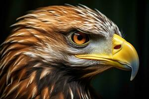 ai generado de cerca retrato de un dorado águila Águila crisaetos, hermosa águila, dorado águila cabeza detalle, Águila crisaetos, ai generado foto