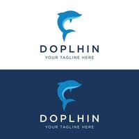 Dolphin Logo template design. Dolphins jump on the waves of the sea or beach with a creative idea. vector