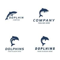 Dolphin Logo template design. Dolphins jump on the waves of the sea or beach with a creative idea. vector