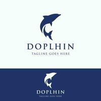 Dolphin Logo template design. Dolphins jump on the waves of the sea or beach with a creative idea. vector