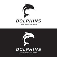 Dolphin Logo template design. Dolphins jump on the waves of the sea or beach with a creative idea. vector