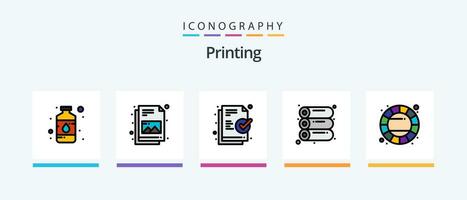 Printing Line Filled 5 Icon Pack Including target. colour. catalog. circular. offset. Creative Icons Design vector