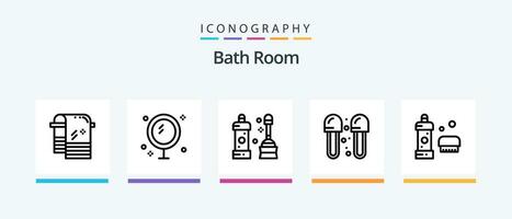 Bath Room Line 5 Icon Pack Including . liquid. shower. humidity. washing. Creative Icons Design vector